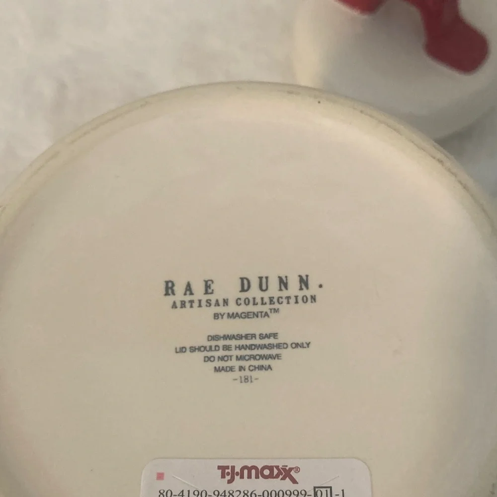 Rae Dunn Ceramic Jar with Red Heart